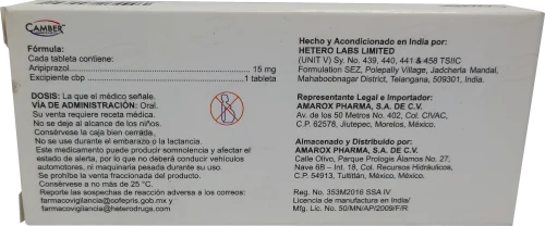 Aripiprazol 15 Mg Con 10 Tabletas