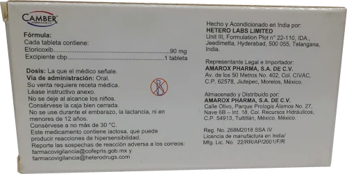 Comprar Etoricoxib 90 Mg Con 14 Tabletas