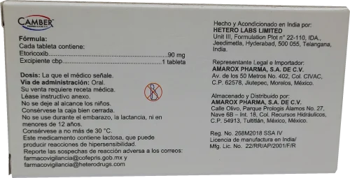 Comprar Etoricoxib 90 Mg Con 28 Tabletas