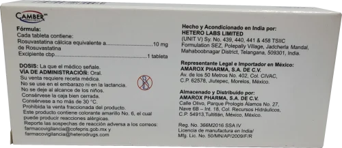 Comprar Rosuvastatina 10 Mg Con 30 Tabletas