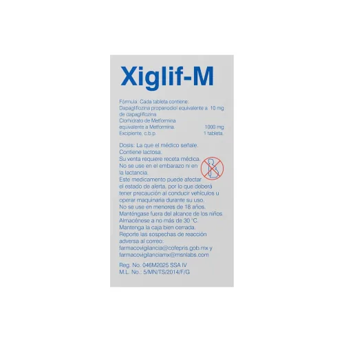 Xiglifm 10 Mg/1000 Mg Con 14 Tabletas