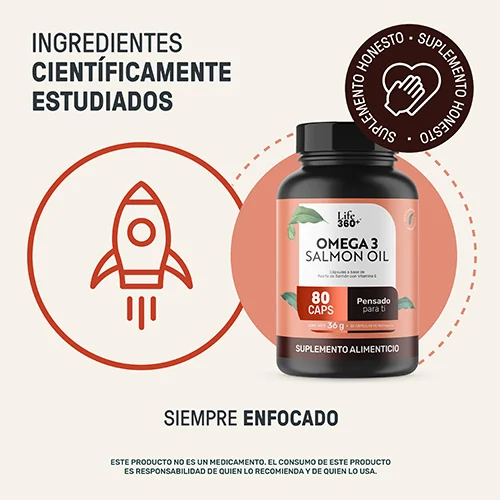 Life360+ Omega 3 Salmon Oil Con 80 Cápsulas