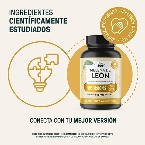 Life360+ Melena De Leon Con 90 Cápsulas