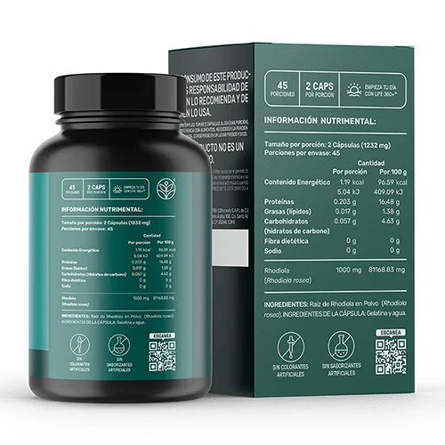 Life360+ Rhodiola Rosea Con 90 Cápsulas