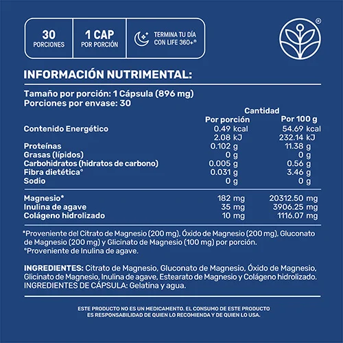 Life360+ Magnesium Blend Con 30 Cápsulas