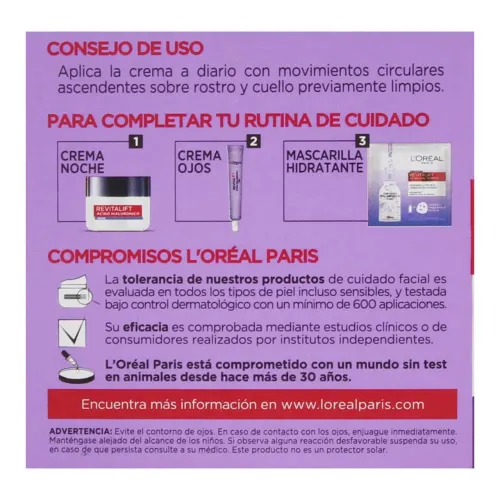 Comprar L'Oreal Revitalift Ácido Hialurónico Cuidado De Día En Crema Con 50 Ml