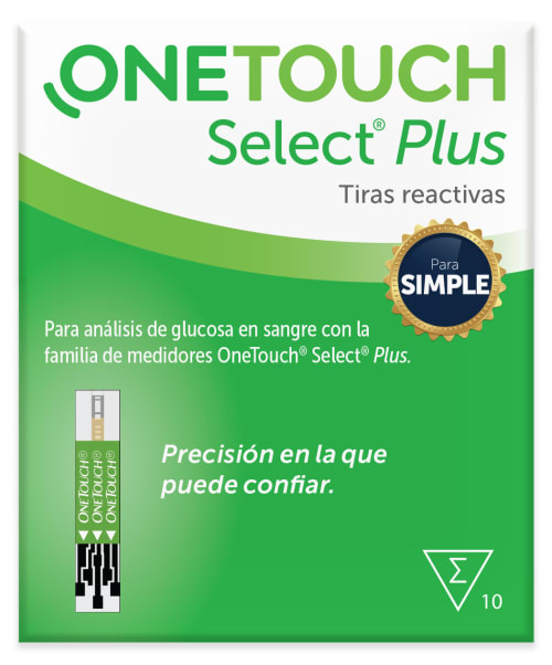 Tiras Reactivas Onetouch Select Plus con 10 unidades