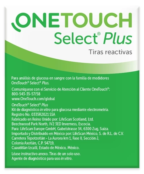 Tiras Reactivas Onetouch Select Plus con 10 unidades