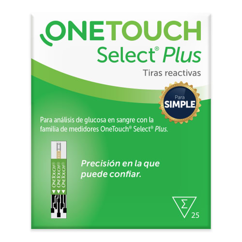 Tiras Reactivas Onetouch Select Plus con 25 unidades