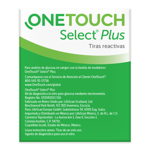 Tiras Reactivas Onetouch Select Plus con 25 unidades