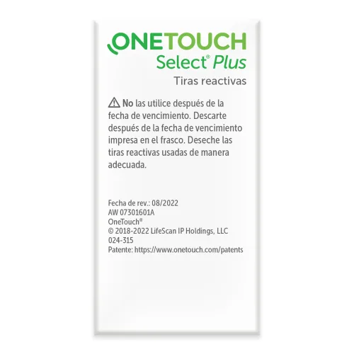 Tiras Reactivas Onetouch Select Plus con 25 unidades