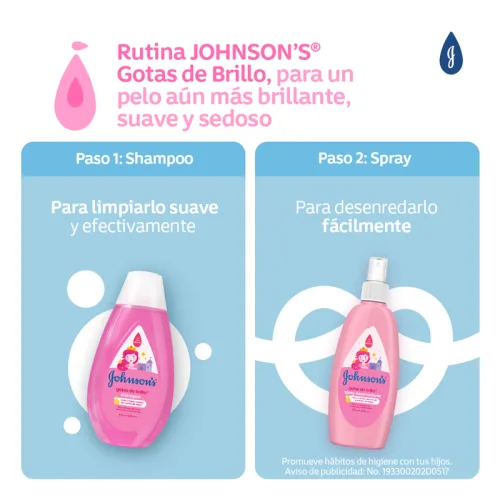 Comprar Johnson'S Gotas De Brillo Spray Desenredante Para Cabello 200 Ml