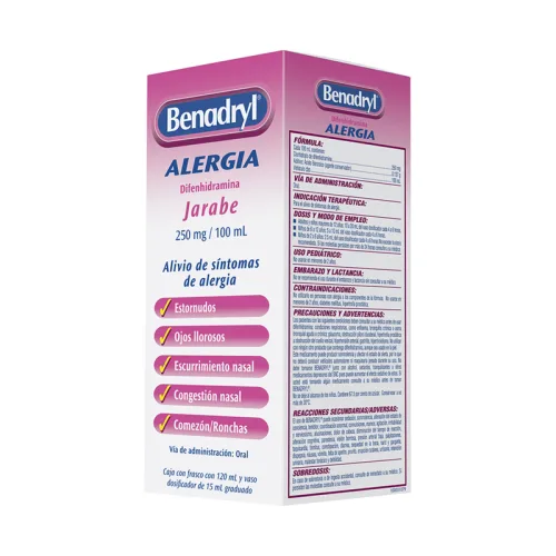 Comprar Benadryl 250 Mg Jarabe Con 120 Ml