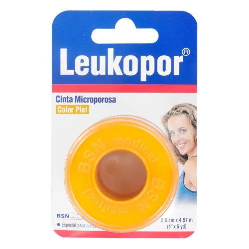 Leukopor Cinta Microporosa Color Piel 2.5Cm X 4.57M Con 1 Pieza