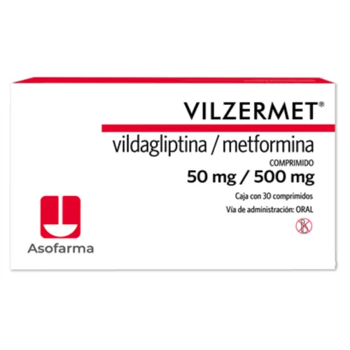 Vilzermet Vildagliptina Metformina 50 Mg / 500 Mg Con 30 Comprimidos