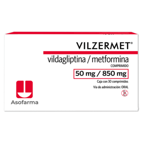 Vilzermet Vildagliptina Metformina 50 Mg / 850 Mg Con 30 Comprimidos
