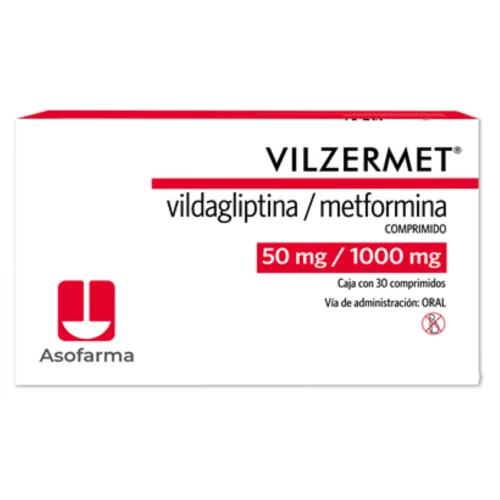 Vilzermet Vildagliptina Metformina 50 Mg / 1000 Mg Con 30 Comprimidos