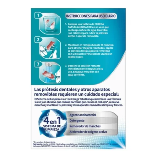 Corega Tabletas Whitening 30 Piezas Caja