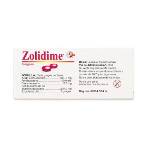 Zolidime 20 grageas 200/100/0.5 mg precio