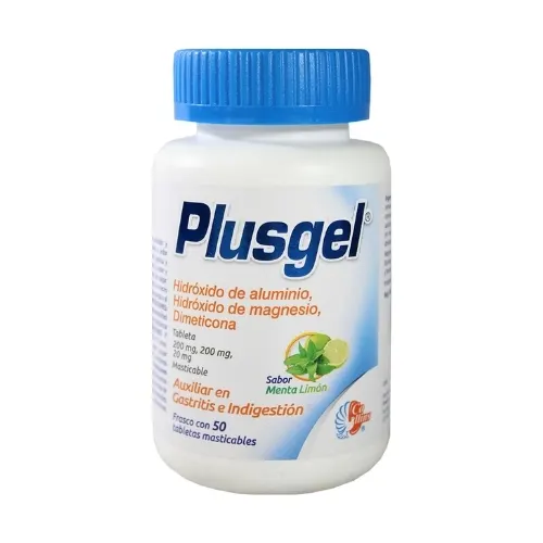 Plusgel 200/200/20 Mg Con 50 Tabletas Sabor Limón