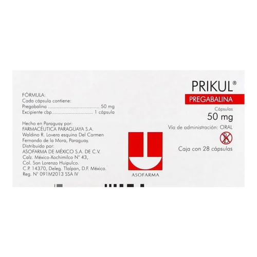 Prikul 50 Mg Con 28 Cápsulas
