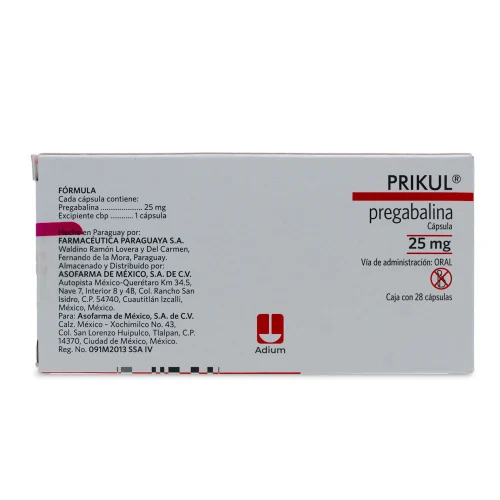 Prikul 25 Mg Con 28 Cápsulas