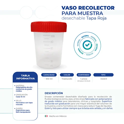 Vaso Estéril Para Muestra De 100 Ml