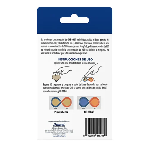 D-Check Tarjeta Para Detección De Adulteración En Bebidas Con 2 Piezas