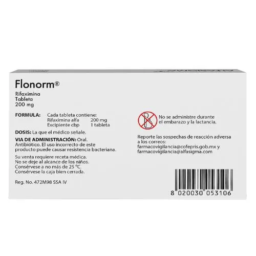 Flonorm Rifaximina 200 Mg Con 28 Tabletas