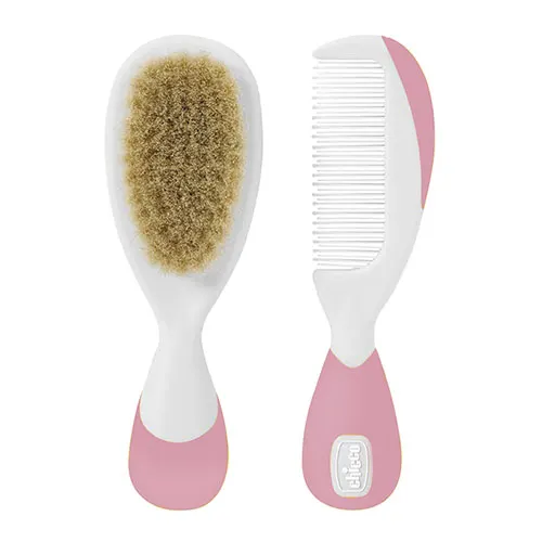 Chicco Set Cepillo Y Peine De Cerdas Suaves Color Rosa
