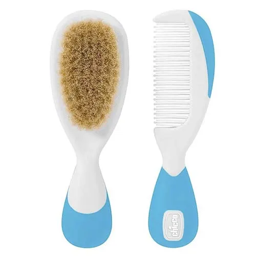 Chicco Set Cepillo Y Peine De Cerdas Suaves Color Azul