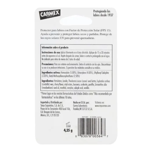 Comprar Carmex Classic Protector Labial Hidratante Con Fps 15 Sabor Cereza 4.25 G Stick