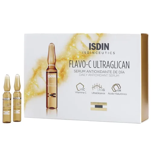Isdin Flavo-C Ultraglican Serum Antioxidante De Día Con 10 Ampolletas 2Ml