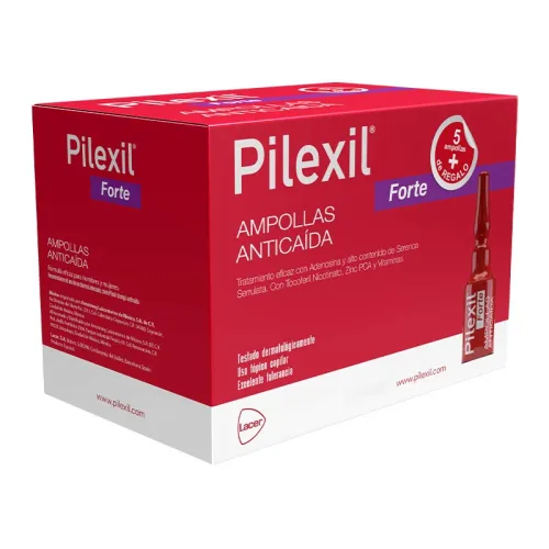 Pilexil Forte Adenosina, Serenda Serrulata Tratamiento Anticaída Con 15 Ampolletas