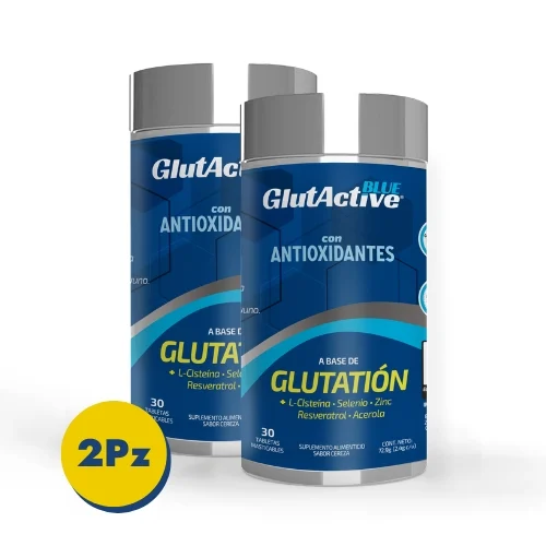 Comprar Glutactive Blue: Suplemento Con Glutatión, L-Cisteína, Antioxidantes Con 30 Tabletas Masticables Pack 2