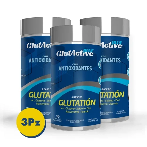 Comprar Glutactive Blue: Suplemento Con Glutatión, L-Cisteína, Antioxidantes Con 30 Tabletas Masticables Pack 3