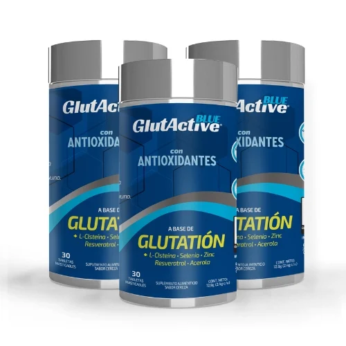 Comprar Glutactive Blue: Suplemento Con Glutatión, L-Cisteína, Antioxidantes Con 30 Tabletas Masticables Pack 3