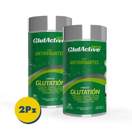 Comprar Glutactive Green: Suplemento Con Glutatión, L-Cisteína, Antioxidantes Con 30 Tabletas Masticables Pack 2