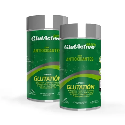 Comprar Glutactive Green: Suplemento Con Glutatión, L-Cisteína, Antioxidantes Con 30 Tabletas Masticables Pack 2