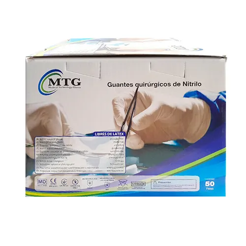 Guante Quirúrgico Estéril De Nitrilo Talla 6 1/2 Con 50 Pares