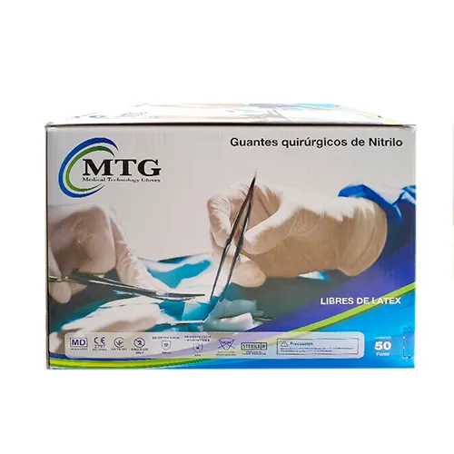 Guante Quirúrgico Estéril De Nitrilo Talla 7 1/2 Con 50 Pares