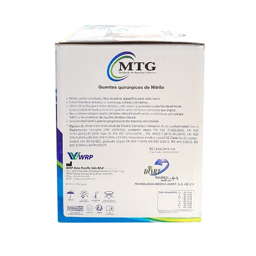 Guante Quirúrgico Estéril De Nitrilo Talla 7 1/2 Con 50 Pares