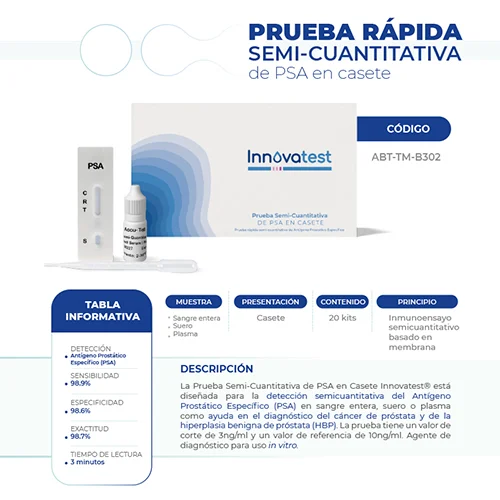 Innovatest Prueba Rápida Semi-Cuantitativa De Antigeno Prostatico Psa Con 20 Kits