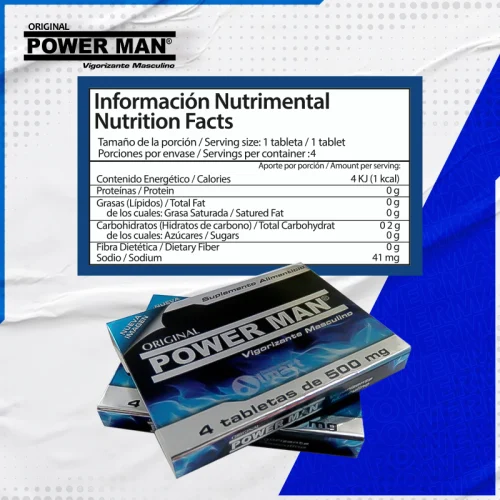 Power Man Vigorizante Masculino 3 Carteras De 4 Tabletas