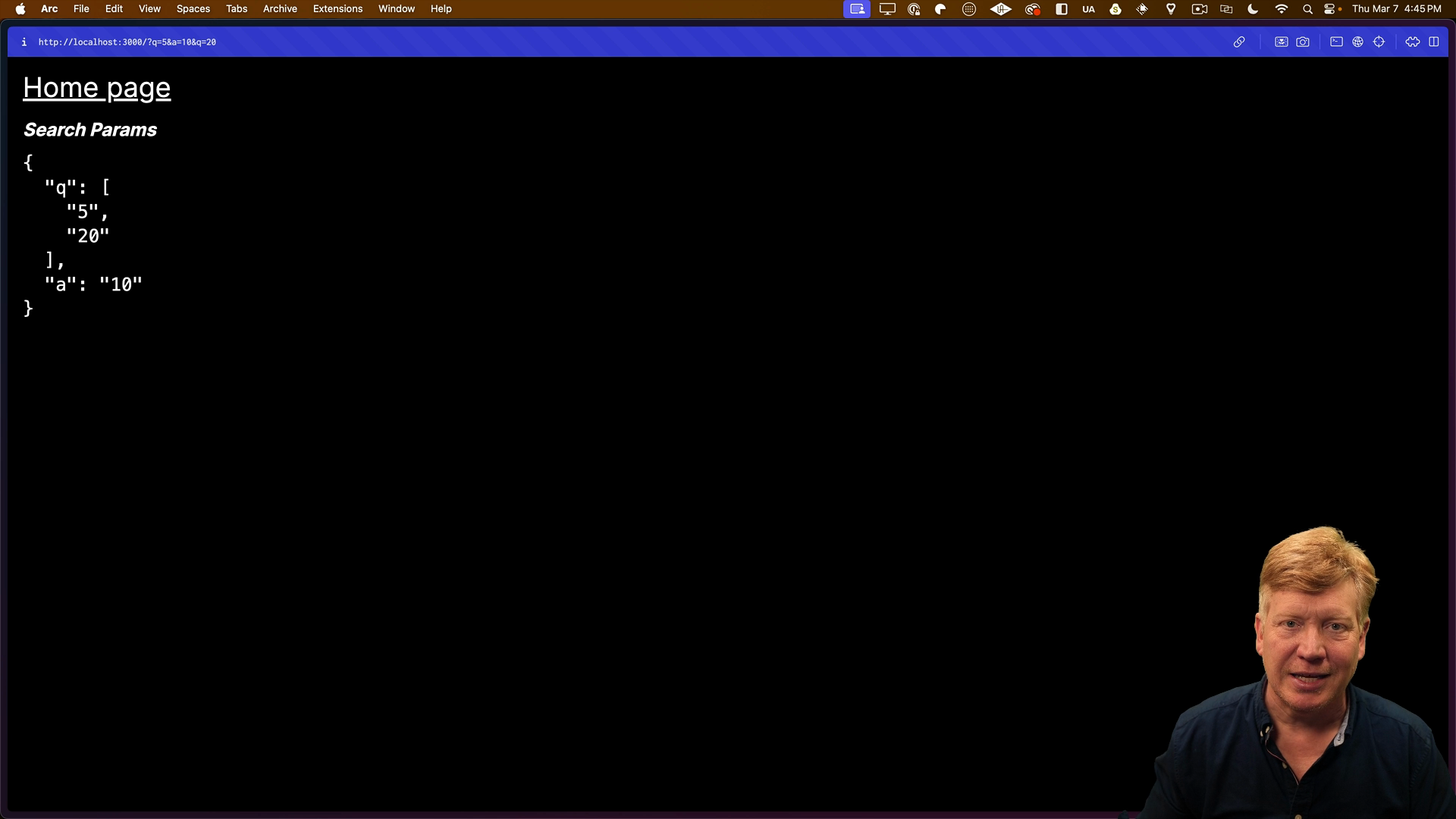 params displayed on the home page