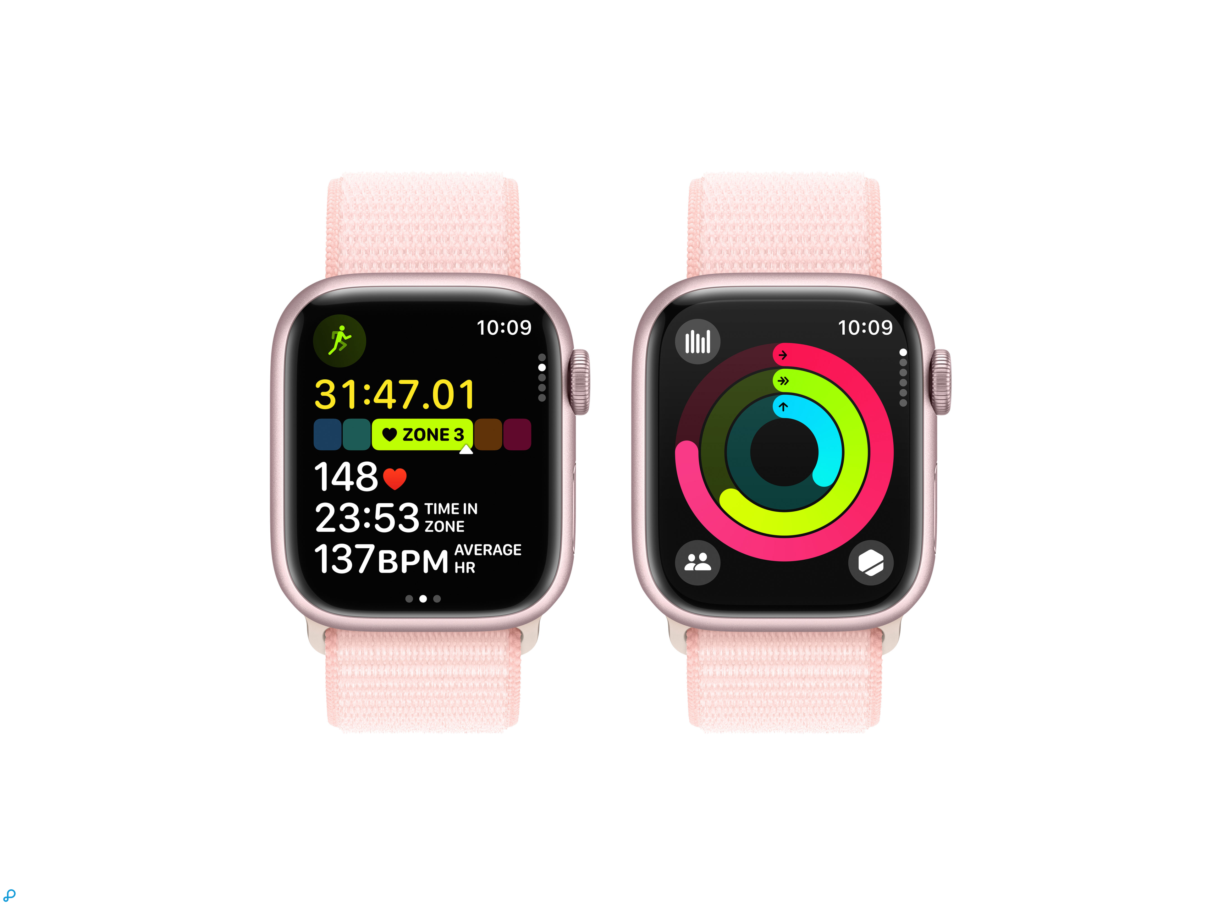 Apple Watch Series 9 GPS + Cellular 41mm Roze Aluminium Kast met Lichtroze Sportlus-5