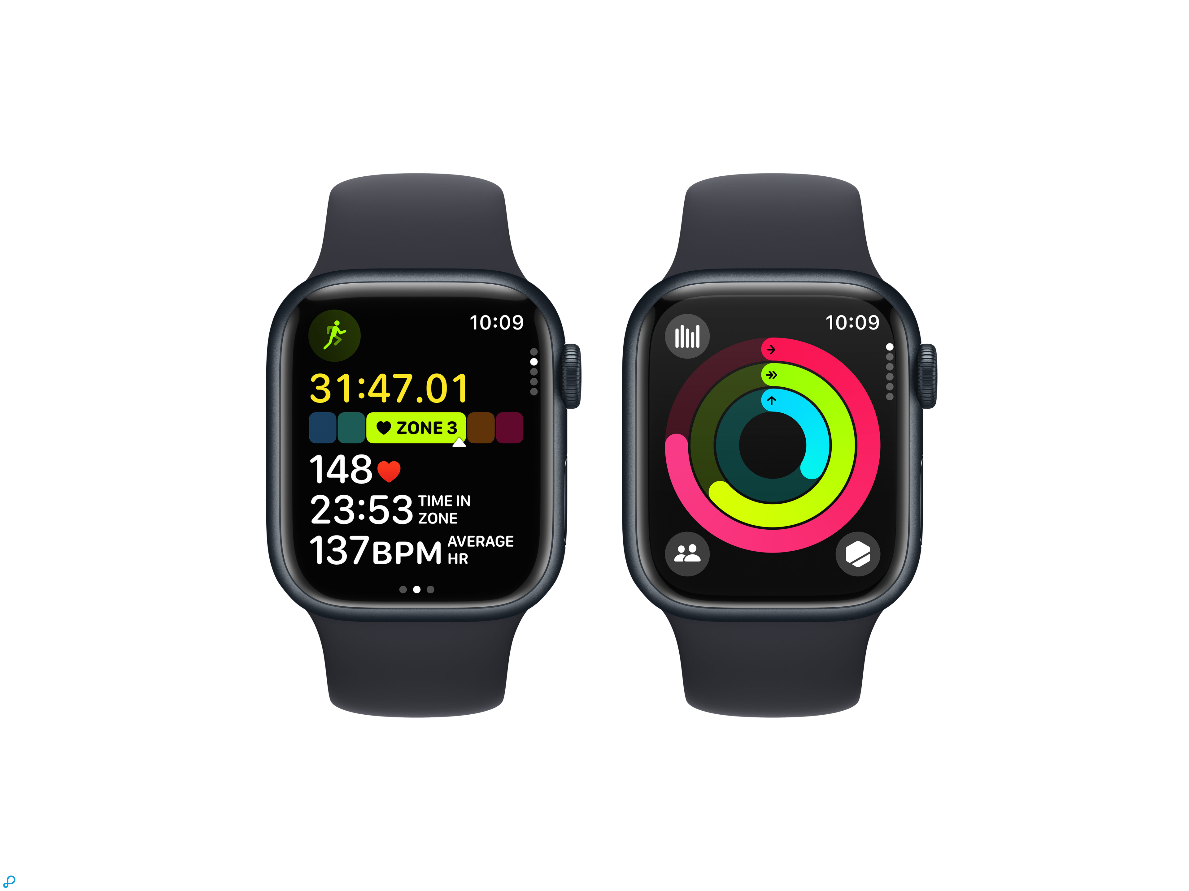 Apple Watch Series 9 GPS + Cellular 41mm Middernacht Aluminium Kast met Middernacht Sportband - S/M-5