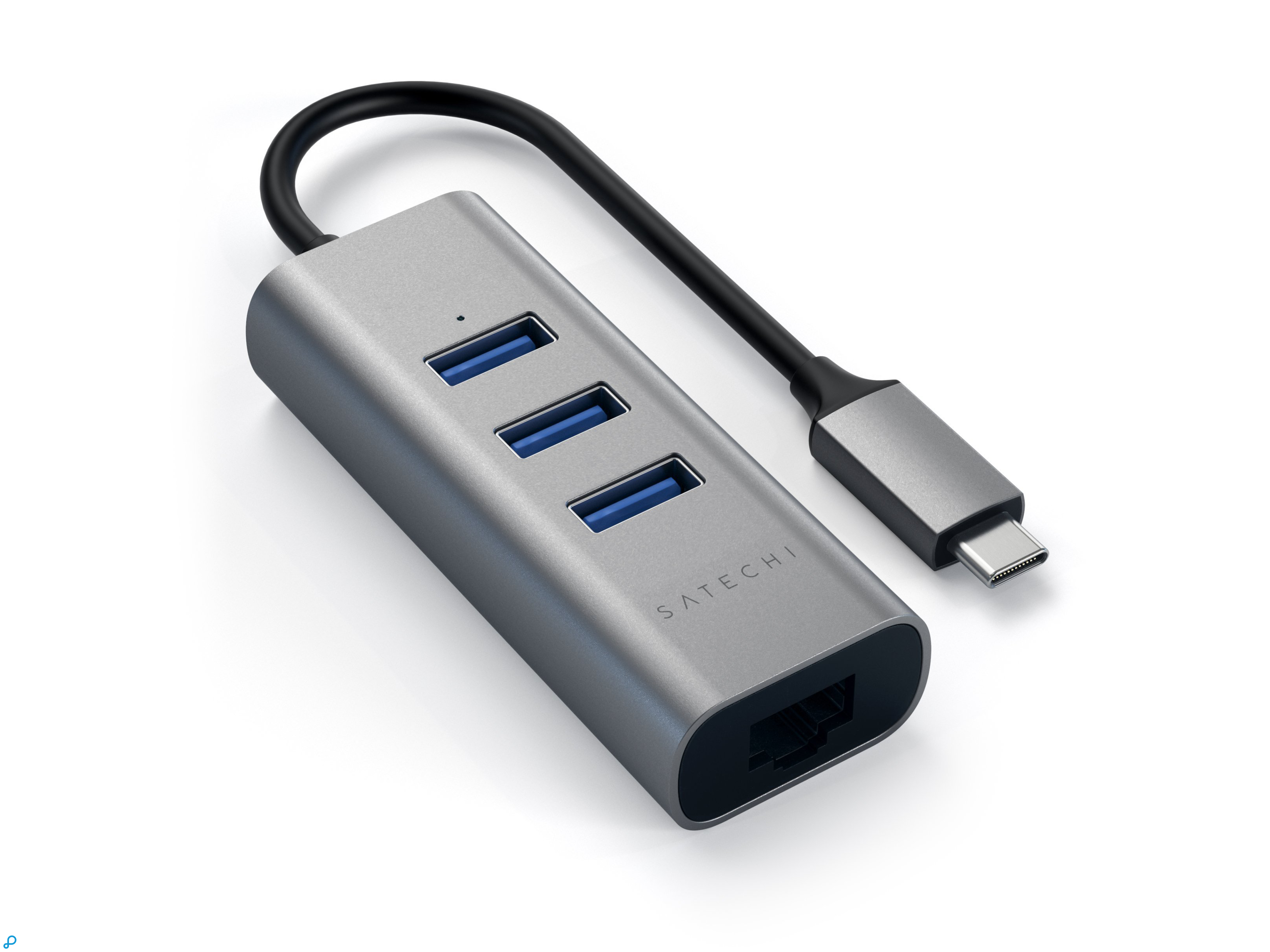 Satechi USB-C 3 Port USB 3.0 Hub & Ethernet - Space Grijs-1