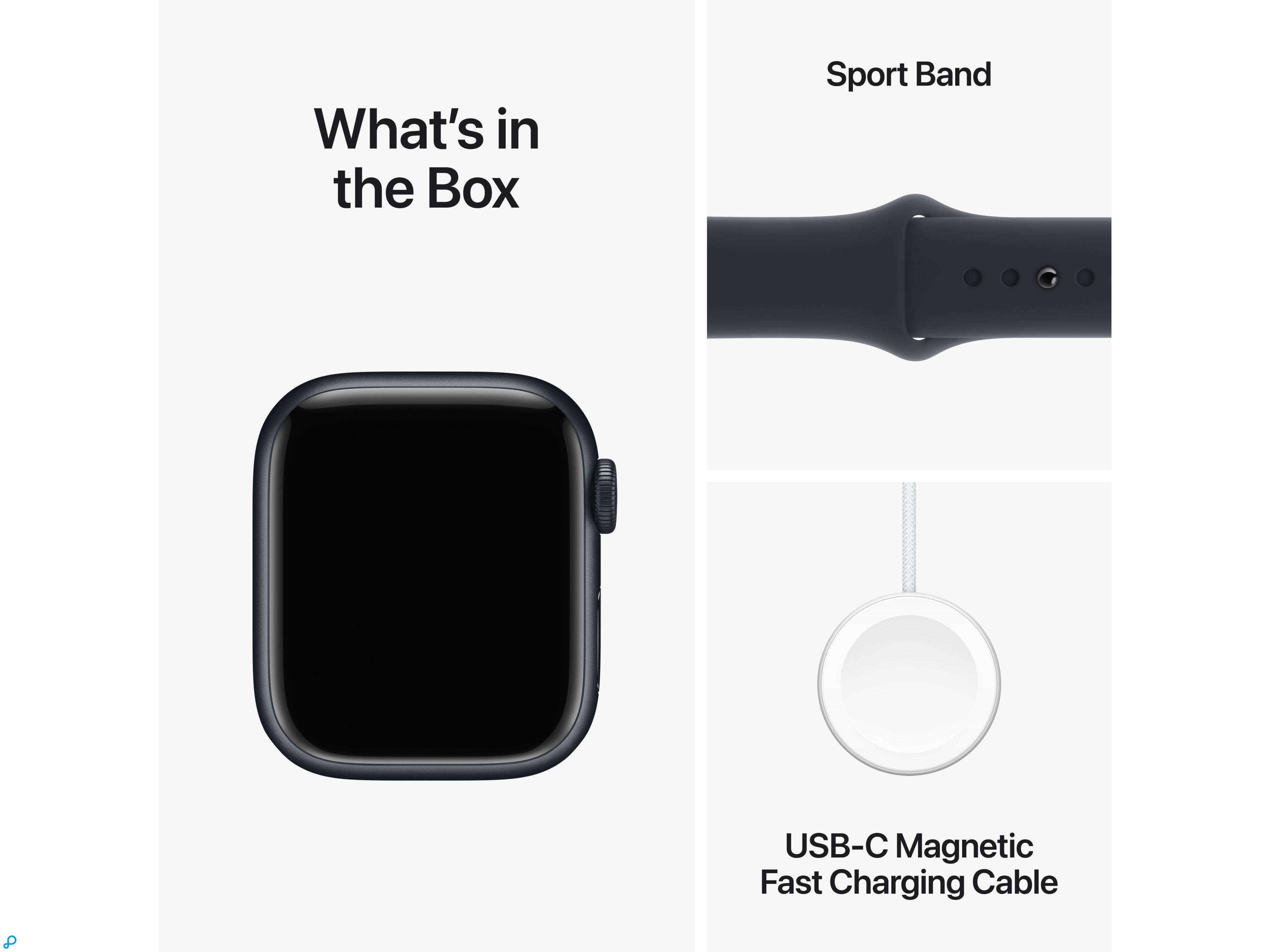 Apple Watch Series 9 GPS 41mm Middernacht Aluminium Kast met Middernacht Sportband - S/M-7