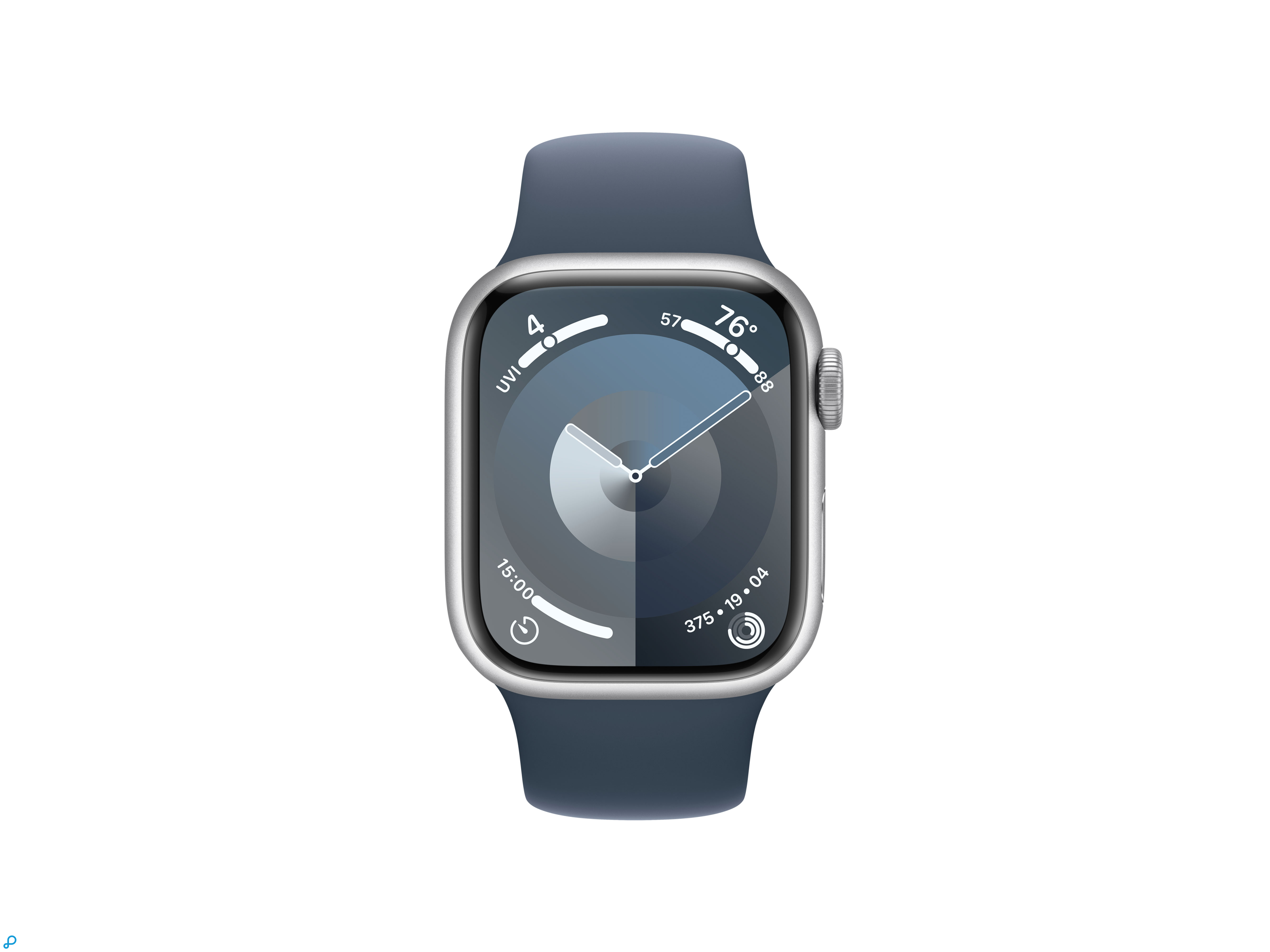 Apple Watch Series 9 GPS 41mm Zilver Aluminium Kast met Storm Blauwe Sportband - S/M-1